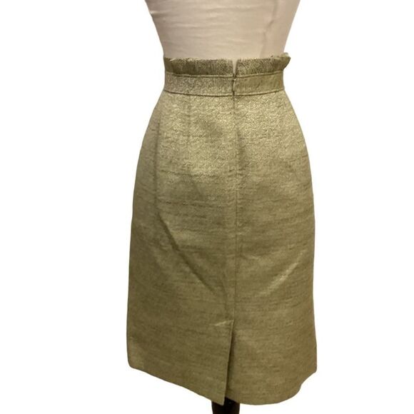 Classiques Enrier Pencil Skirt Green Sz 6 paperbag waist detail - Picture 4 of 14